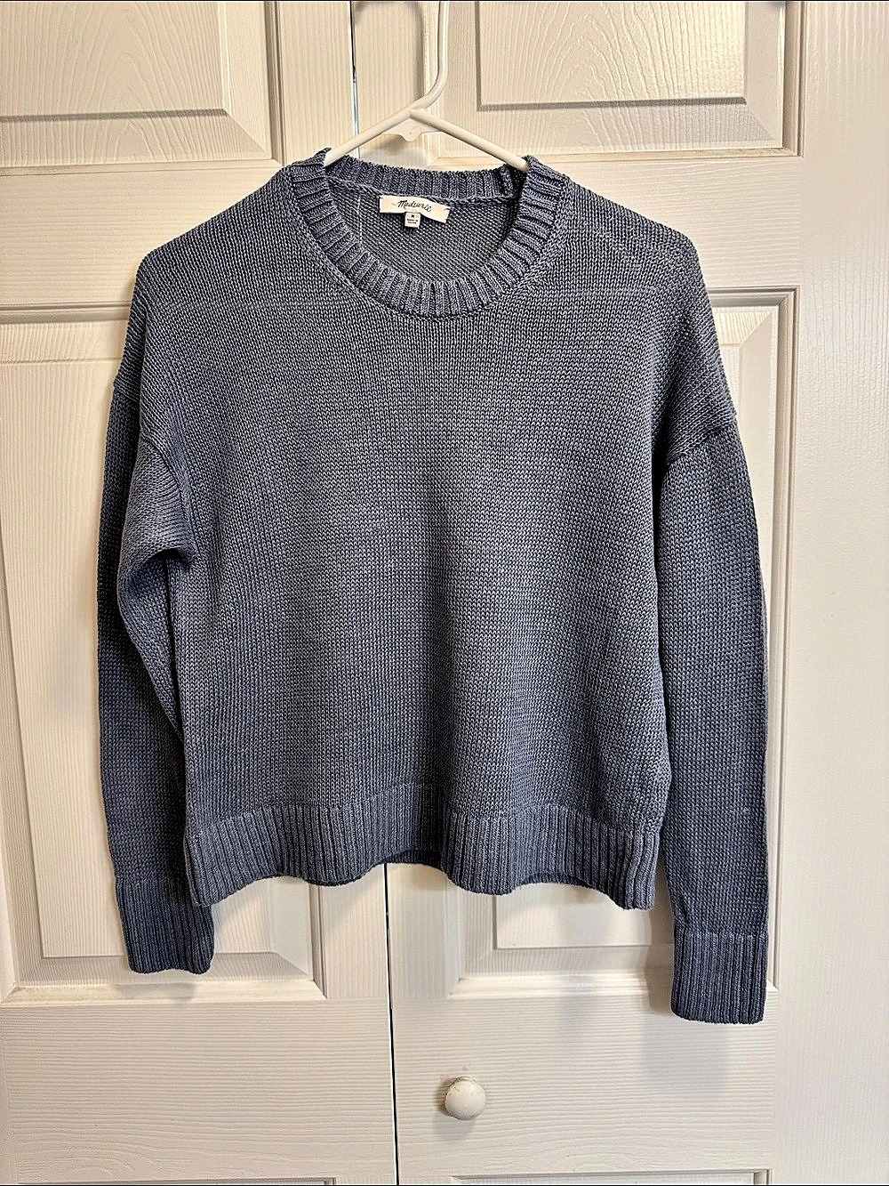 Madewell Linen Drop-Shoulder Sweater Linen Knit Blue Medium